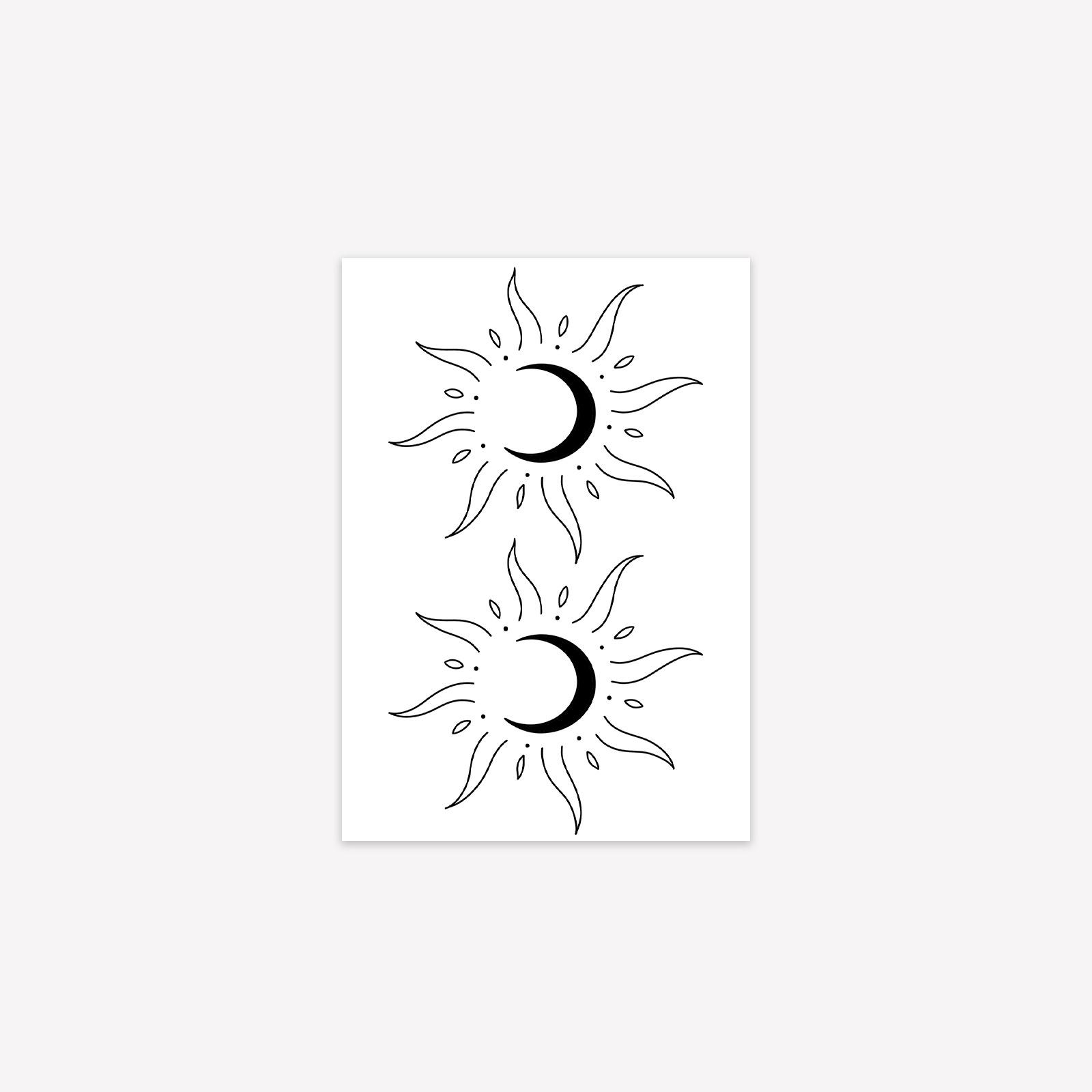 Sun And Moon Tattoo Sticker Premium Sense Niche Simple Small Fresh Clavicle Tattoo Sticker 7*10