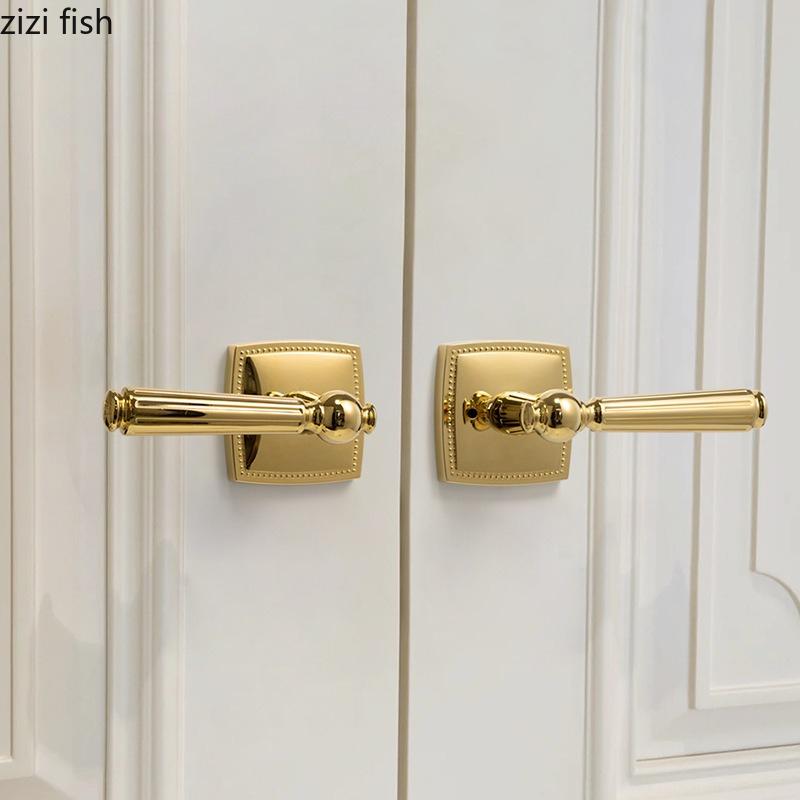 Living Room Double Handle Door Lock Universal Silent Locks Bedroom Magnetic Lock Golden Split Locks Door Hardware Accessories