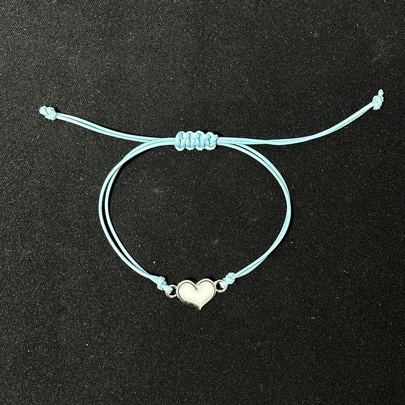 

Glow-in-the-Dark Heart Bracelet Set - Adjustable Two-Piece Woven Cord