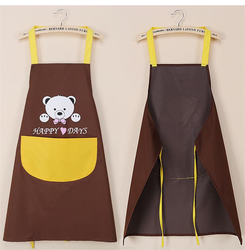 Hand Towel Apron Waterproof Stain Home Kitchen Cooking Waist Korean Creative Cute Bear Hanging Neck Towel Apron Oversleeve