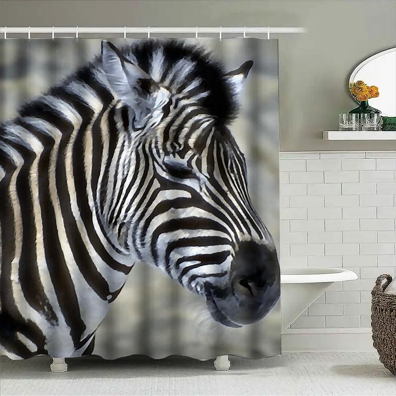 Animal Print Shower Curtain Zebra Pattern Decor For Bathroom Waterproof Fabric Home Decor Accessories