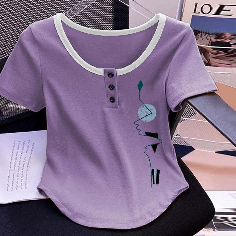 

Women s 2025 Plus Size Slimming Cotton Short Sleeve T-Shirt - Belly Covering Irregular Fit XL [115-125 lbs]