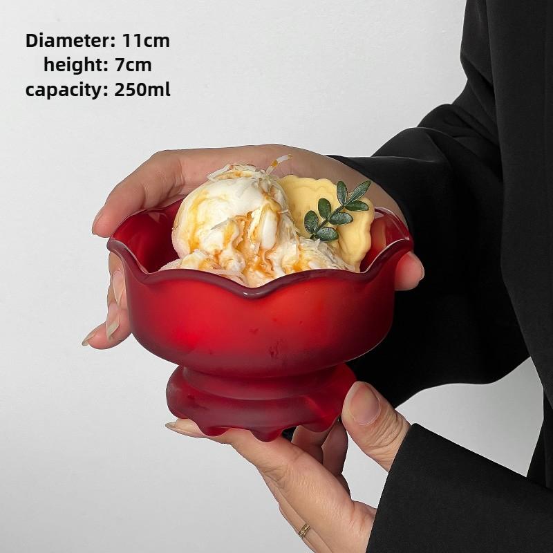 

Матовый красный десертный боул Бытовая кухонная посуда Креативный боул для сахарной воды, йогурта, мороженого, желе, птичьего гнезда Завтрак