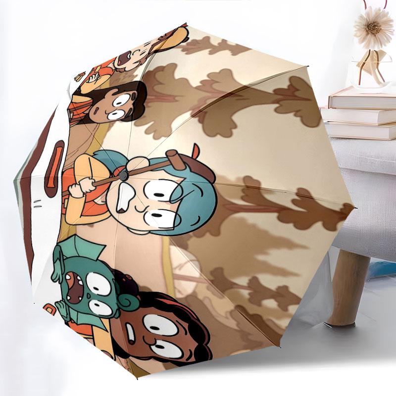 Hilda Cartoon pattern, automatic folding umbrella, portable and foldable design, 8 ribs, a Christmas or birthday gift.