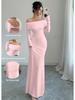Elegant Women's Off-the-Shoulder Cross Backless Evening Gown