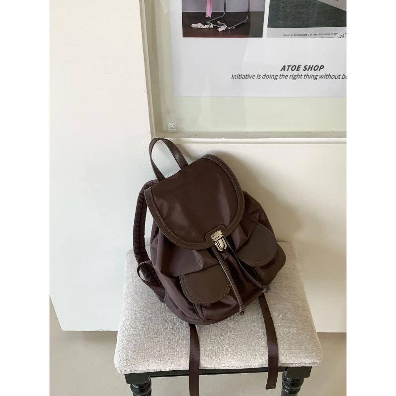 Korean Style Flap Backpack Trendy Design Large Capacity Nyl Commuter Student Bag Comfortable and Versatile Simple Travel Bag кофейный 3840₽