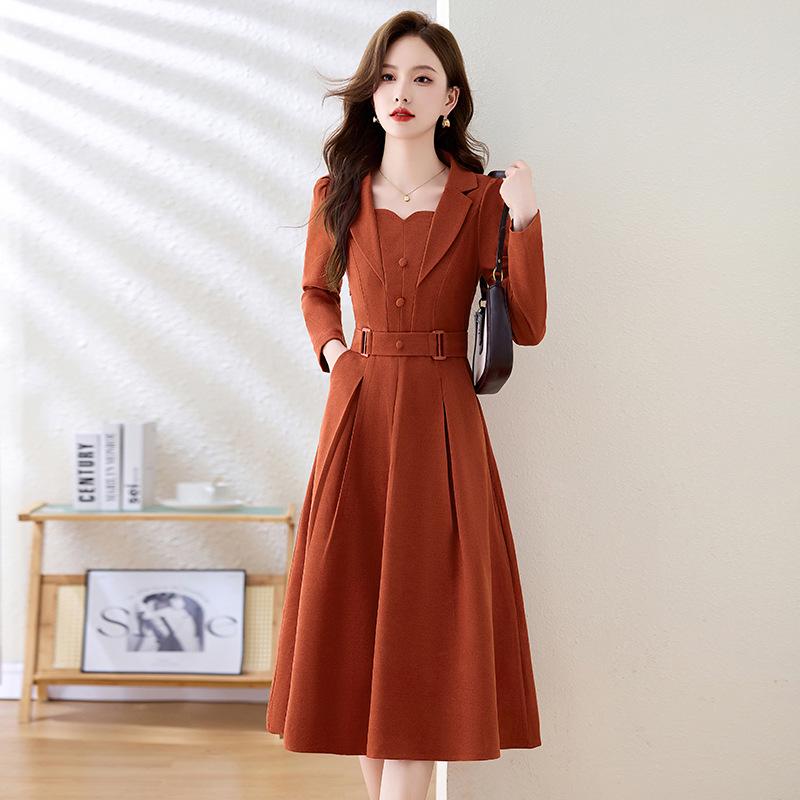

2024 Autumn Women s Korean Slim Fit A-line Dress with Tie - SW1857 XXL (115-125 Jin)