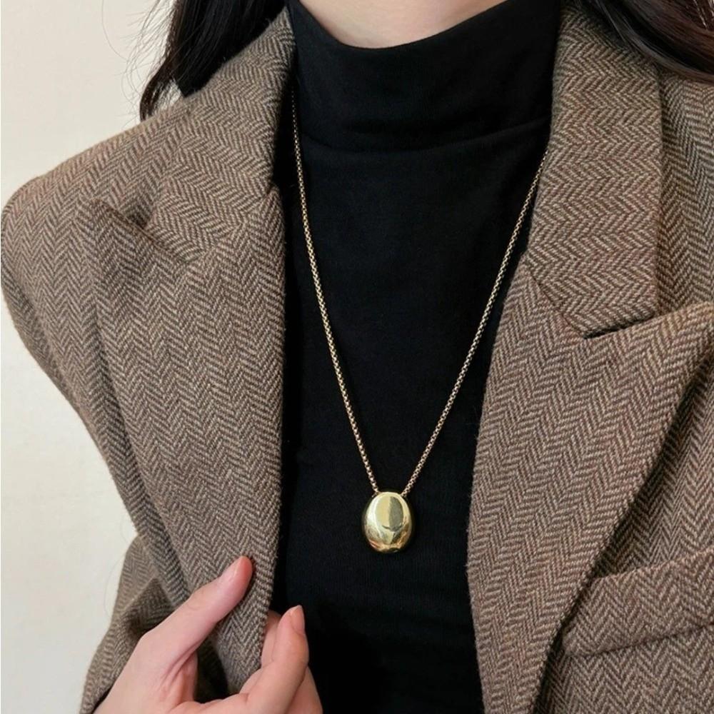 Geometric Pendant Necklace Metal Long Sweater Chain Women Choker Necklace  Sweater Accessories