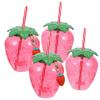 4 Pcs Glasses Juice Strawberry Cup Child Water Bottles Coffee Cups with Lids Carafe Beverage Pp Tumbler Drinking Milk