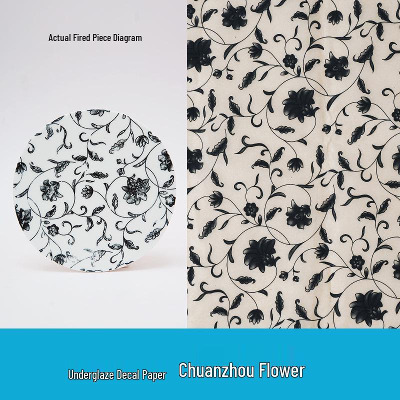 Blue and White Jingdezhen Underglaze Decal: Traditional Flower & Bird Zodiac Patterns 1 sheet