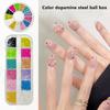 12 Grids/Box Candy Colors Nail Art Beads, Macaron Caviar Beads 3D Steel Ball For Nail Designs Decoration