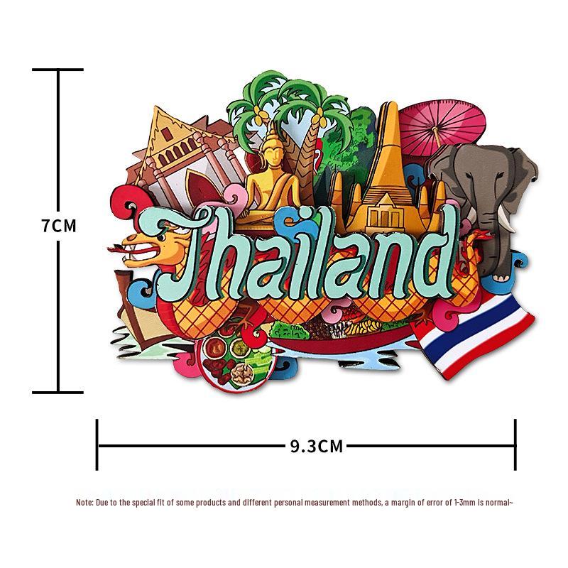 Customized Thailand Wooden Refrigerator Magnet: Southeast Asia Travel Souvenir Sticker