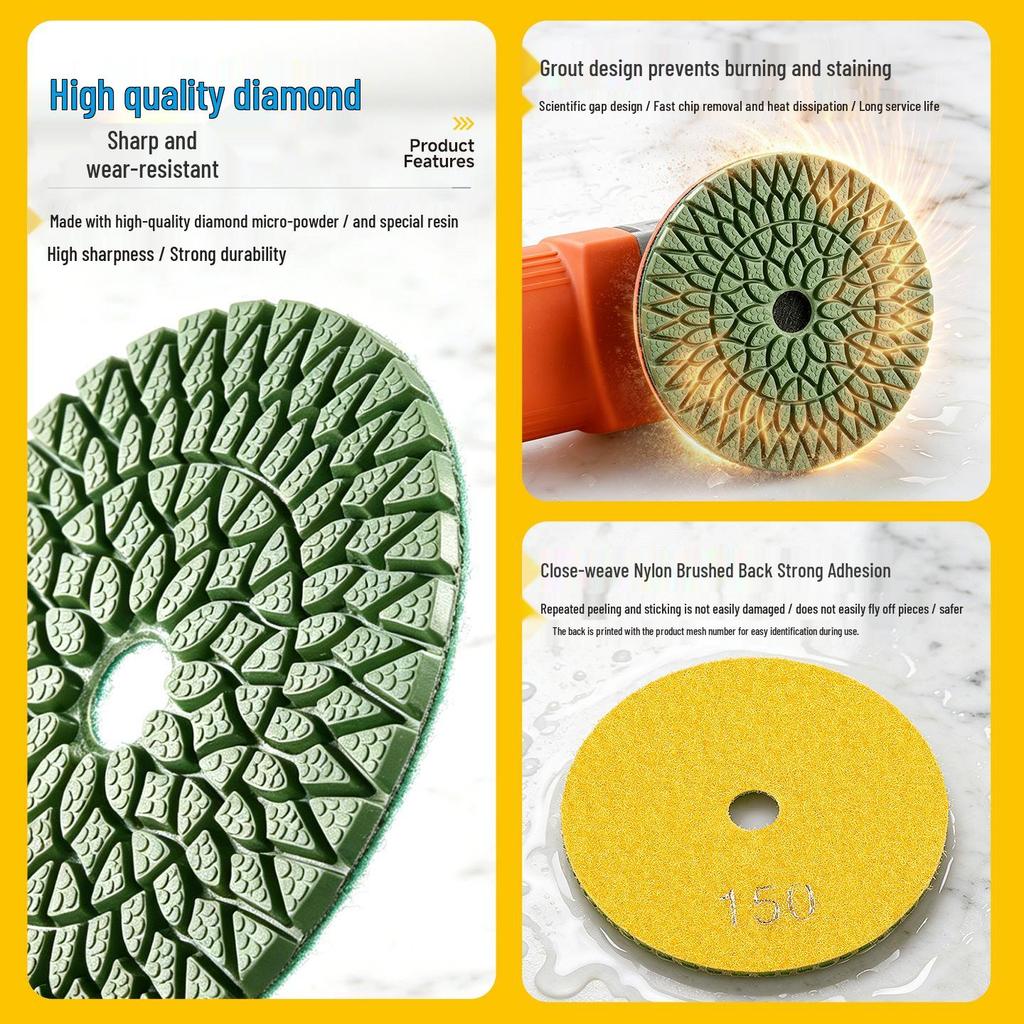 4-inch Wet Polishing Pads for Marble, Granite, Quartz, and Stone Floors