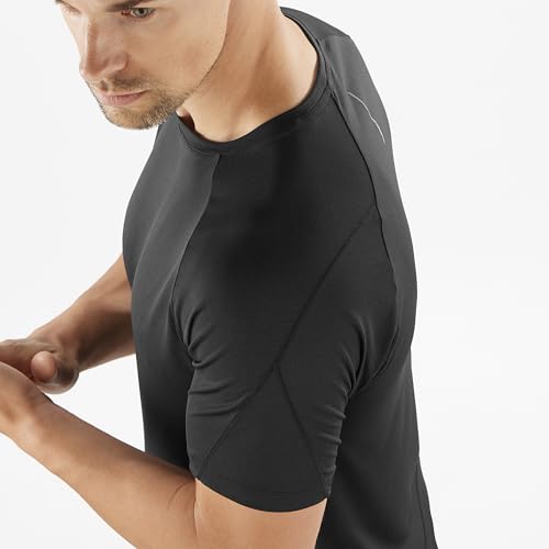 Salomon Men's CROSS RUN SHORTSLEEVE TEE, Deep Black, Size S, Outdoor T-Shirt