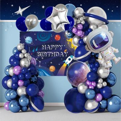 Cartoon Astronaut Series Cosmic Astronaut Balloon Chain Background Cloth Atmosphere Decoration Set