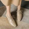 Fashion NEW Spring/Autumn Women Pumps Square Toe Chunky Heel Shoes Concise Split Leather Shoes for Women Lace-up Handmade Women Shoes