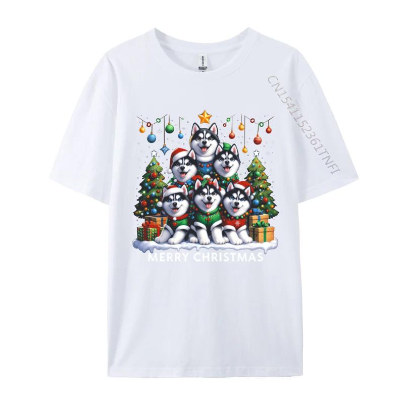Husky Dog Christmas Tree Merry Christmas Matching Xmas Tshirts Print Tshirt Unisex T Shirt Hot Sale Short Sleeve Oneck S