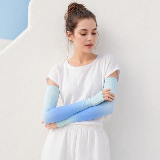 Sonnenschutz-Ärmel Kühlende Armschoner mit Daumenloch Farbverlauf Eis-Seide