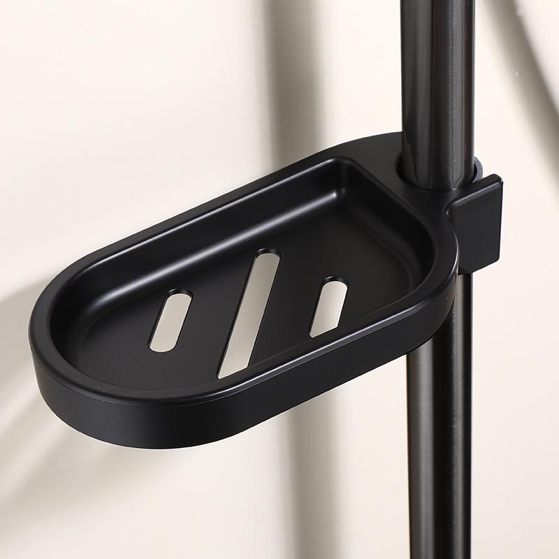 Shower Soap Holder with Lifting Rod and Tray, Plastic Box for Shower Pipe Accessories
