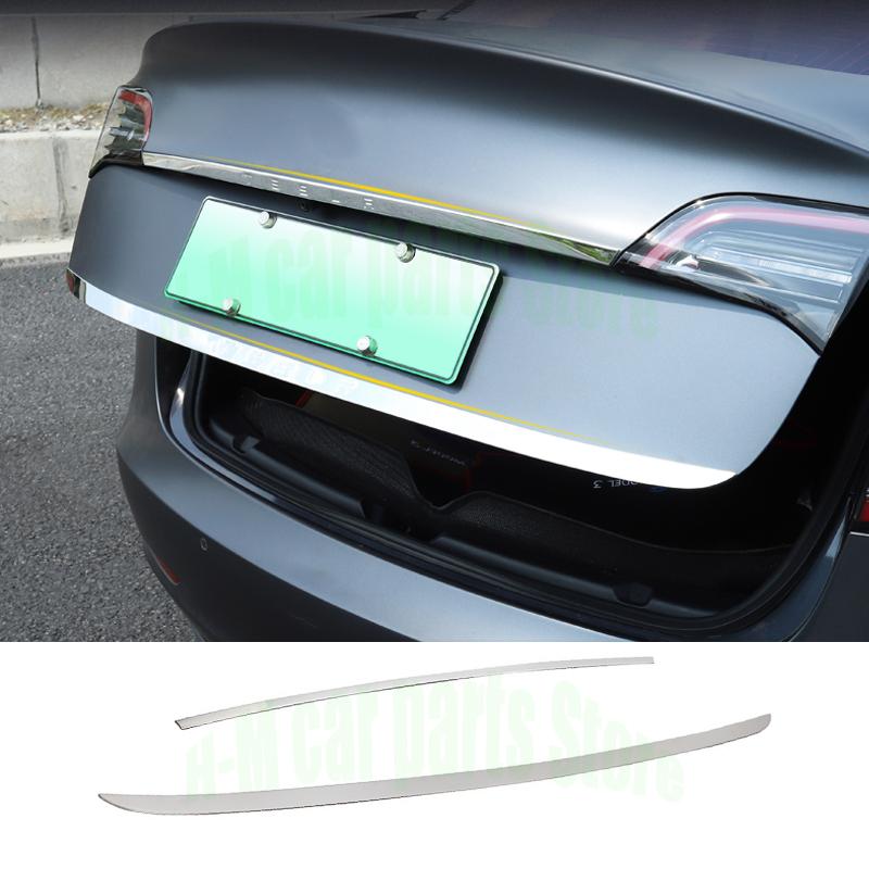 Auto Accessory Rear Tail Trunk Door Lid Car Stainless Steel Tail Trim For Tesla Model Y - Tail Gate Tail Trim 2PCS /