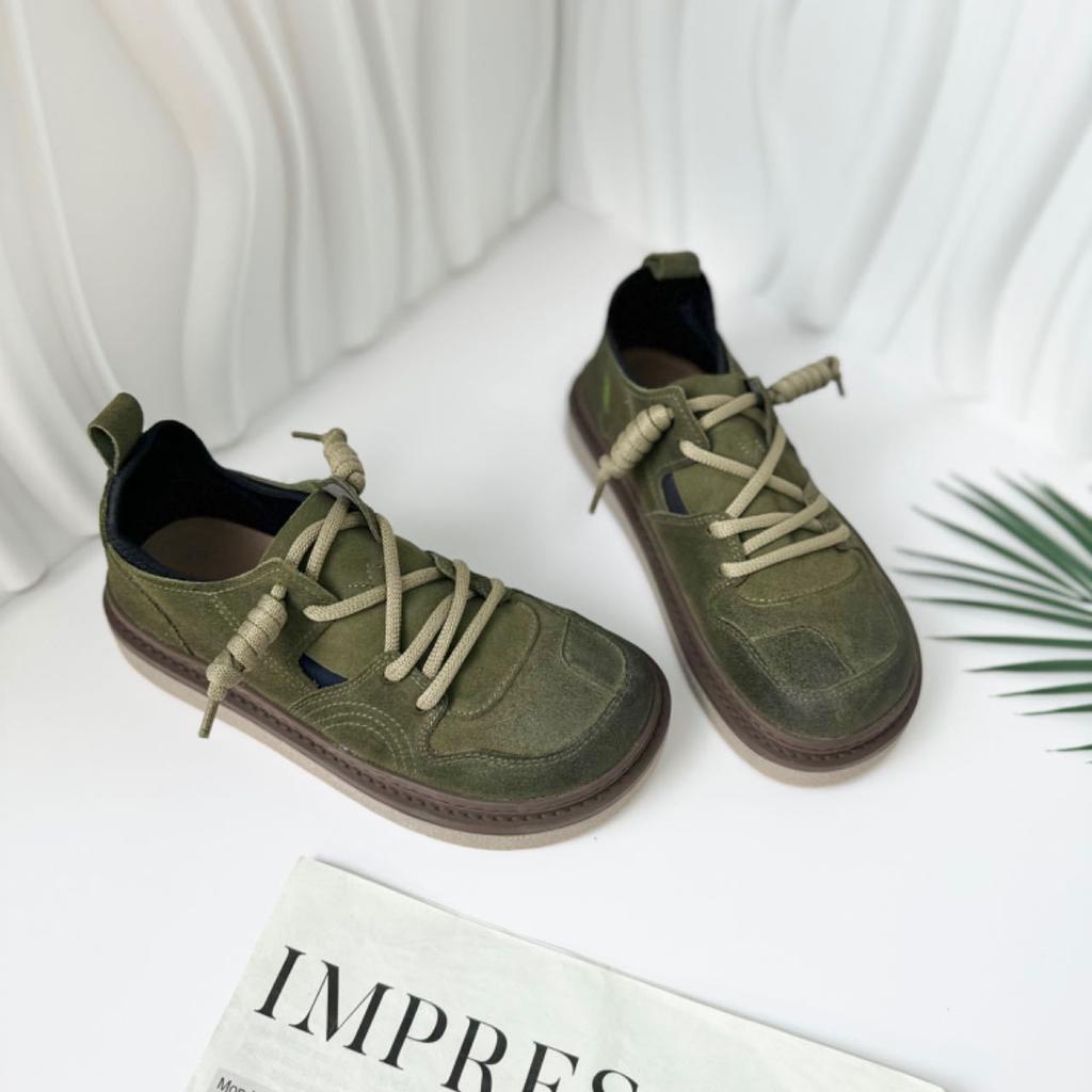 Herbst neue einzelne Schuhe Damen Leder Schnürschuhe flache Sohle Damenschuhe weiche Sohle leicht und hässliche Freizeitschuhe