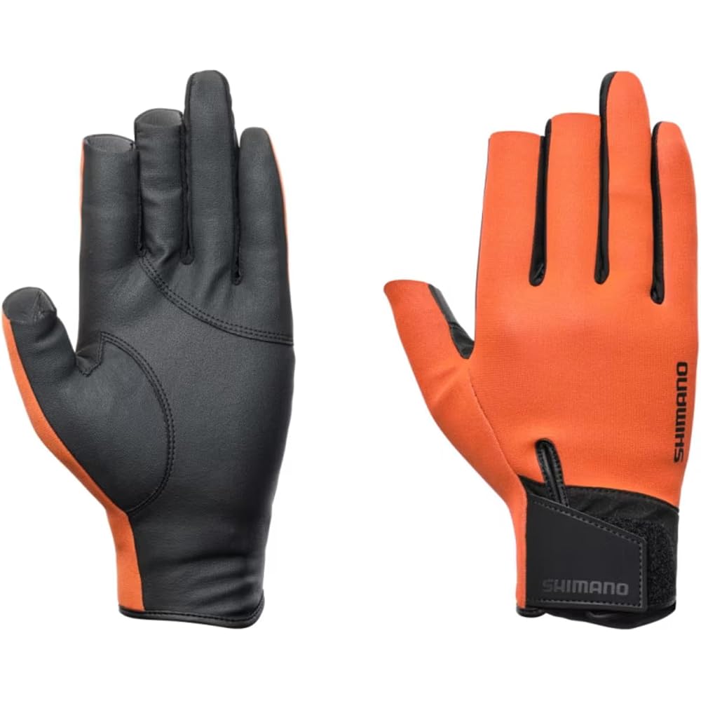 Shimano Titanium Alpha Semi-Long Gloves 3-Finger Cut Orange XL