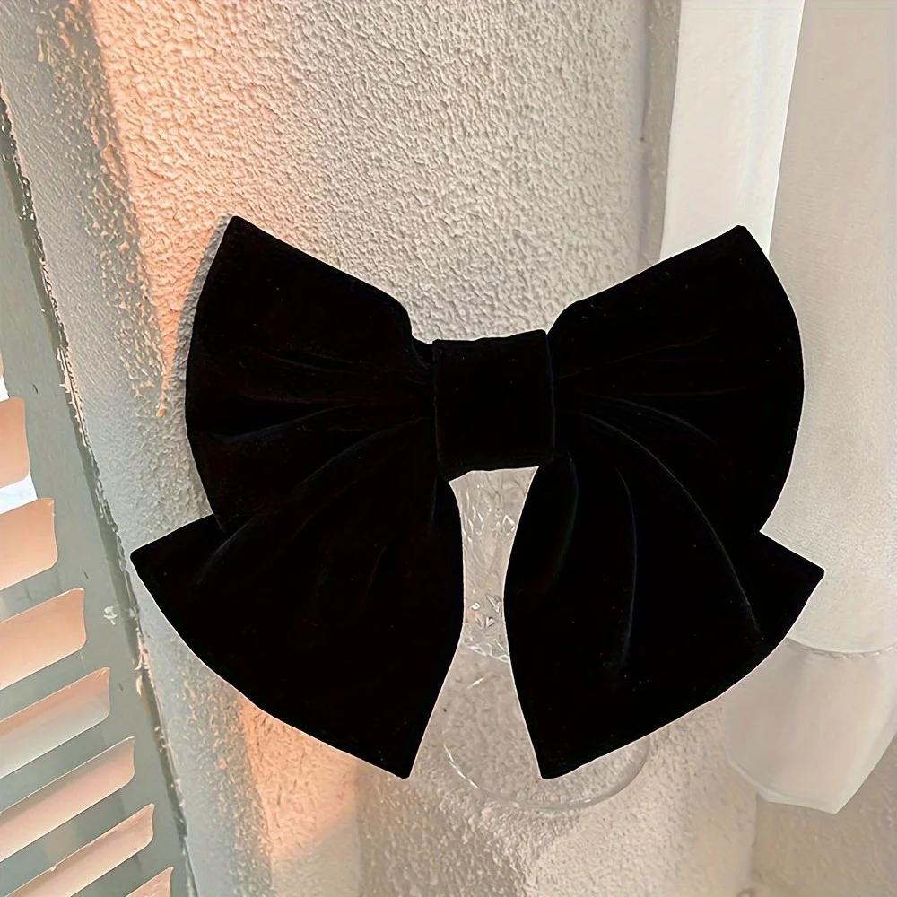 Red Velvet Big Bow Hair Clip with Hairpin, Gentle Girl, Princess, Head, Back of Head, Top Clip, Bangs Clip