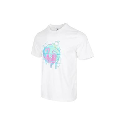 Solid Color Logo Print Round Neck Short Sleeve T-Shirt Men Tops White HG4419