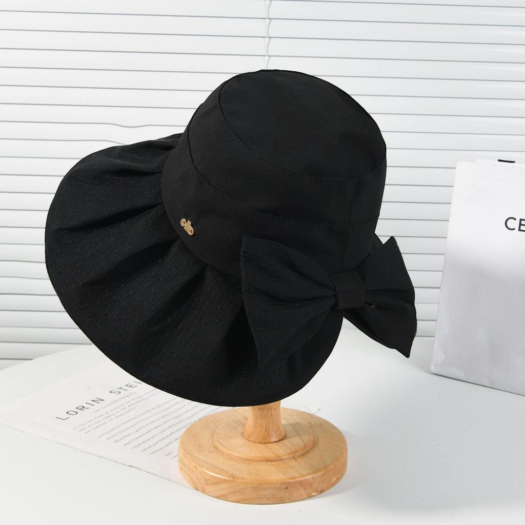 New Sunscreen Bucket Hat Women's Summer Bow Big Eaves Sun Hat Korean Version Casual Outdoor Travel Sun Hat