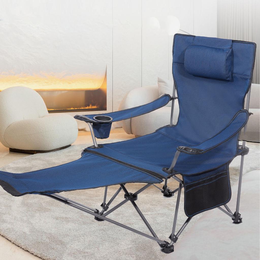 Scaun Pliabil de Exterior Portabil Flexibil Pânză Oxford Albastră Cadru de Fier Scaun de Camping pentru Pescuit