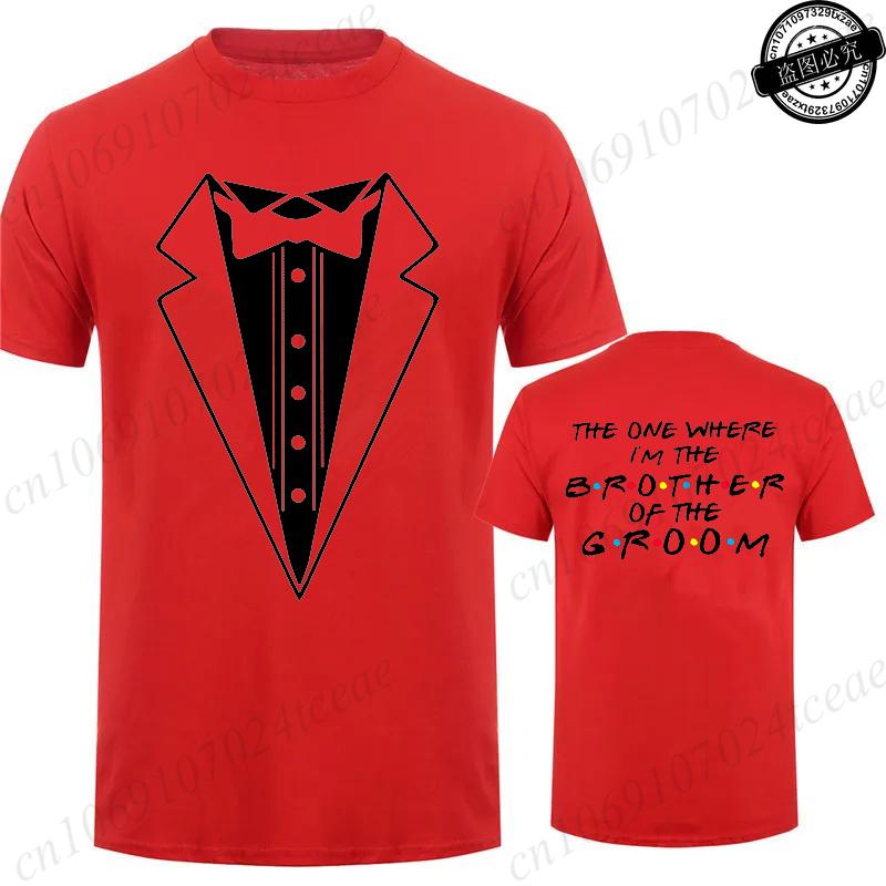 Tuxedo Groomsmen Bachelor Party Wedding TShirts Men Shirt Fashion Male Clothing Friends Theme Party Shirts TShirts for Men