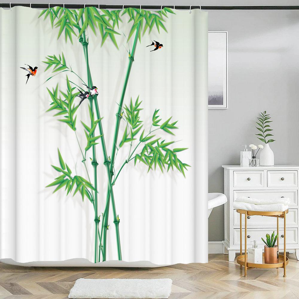 Beautiful Flowers Shower Curtains Floral Printed 3D Curtain For Bathroom Polyester Fabric Waterproof Bathroom Curtain with Hooks