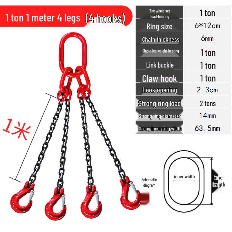 Complete Lifting Chain Sling with Hooks for Mining and Rigging