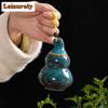 Gourd Tea Caddy Ceramic Portable Travel Tea Box Japanese Vintage Mini Pu'er Tea Storage Box Sealed Jar Container Organizer Cans