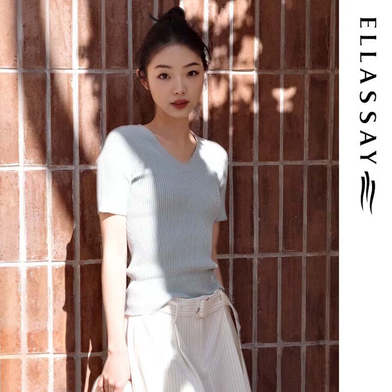 ELLASSAY Elegant Ribbed Slim Knit Top for Women