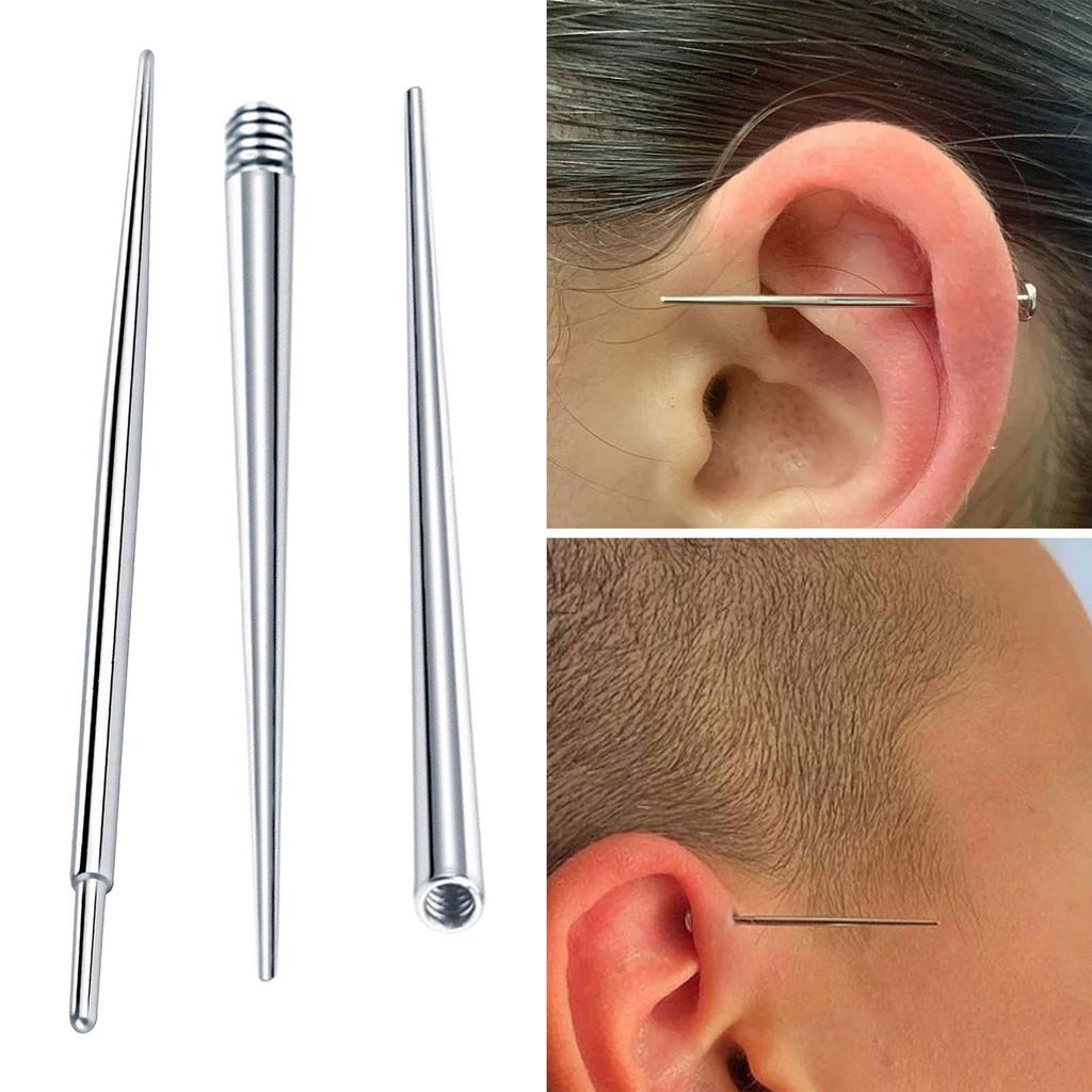 3Pcs/Set Convenient and Durable Piercing Tool Stainless Steel Insertion Taper for Navel Body Stretching Piercing Kit