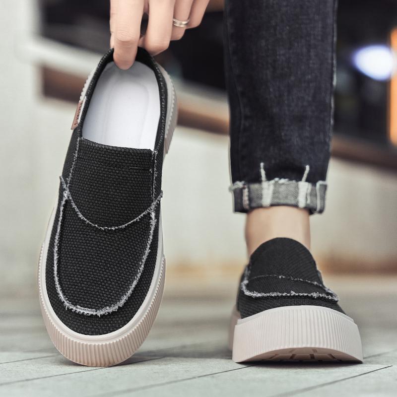 Thick Bottom Closed Toe Slides Half Shoes For Men Mules Platform Board Shoes Backless Loafers Slippers Semi-Drag Casual Shoes