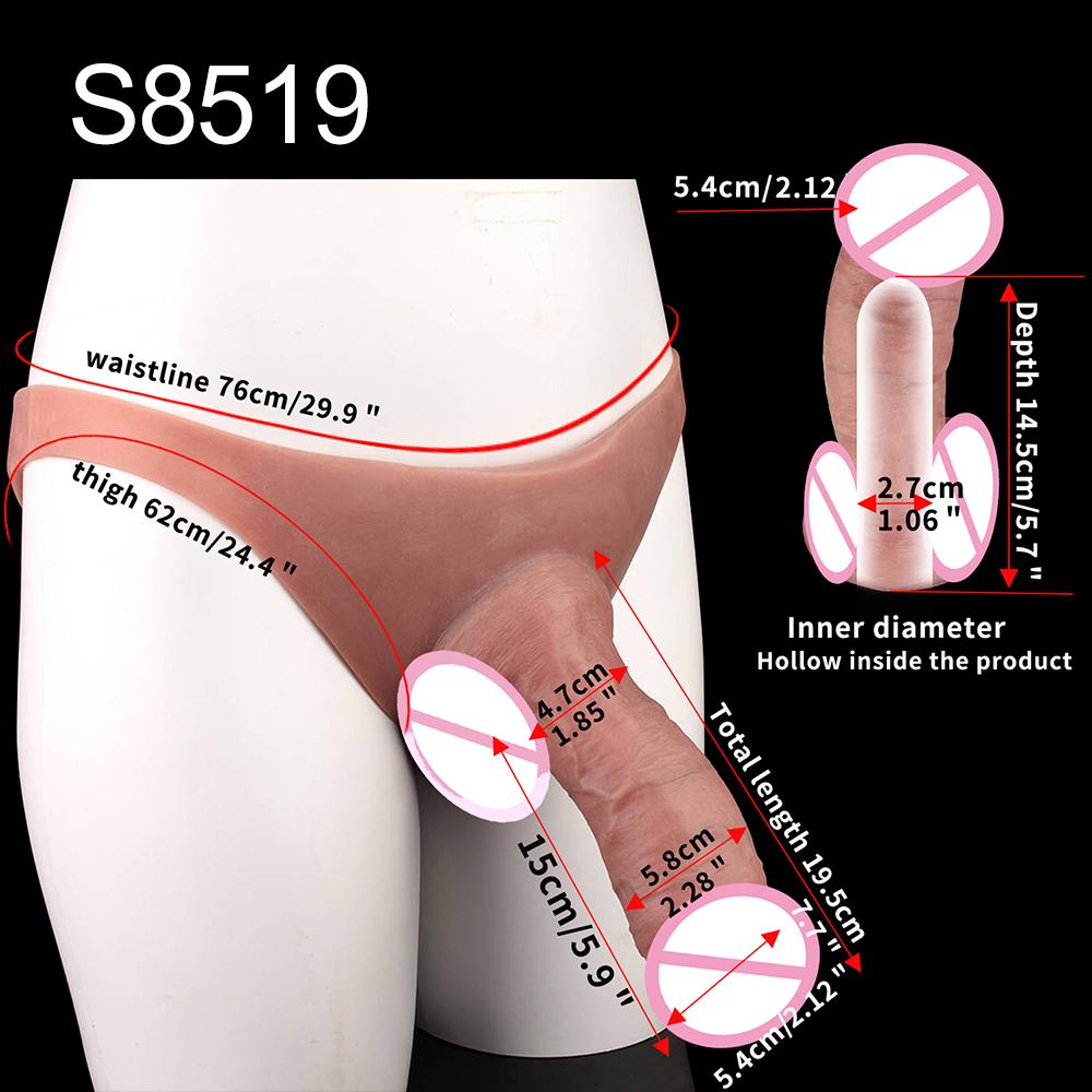SXXY Skin Feeling Briefs&Boxer shorts Pants With Large Hollow Dildo Realistic Male Strapon Penis Sleeve Adult Sex Game