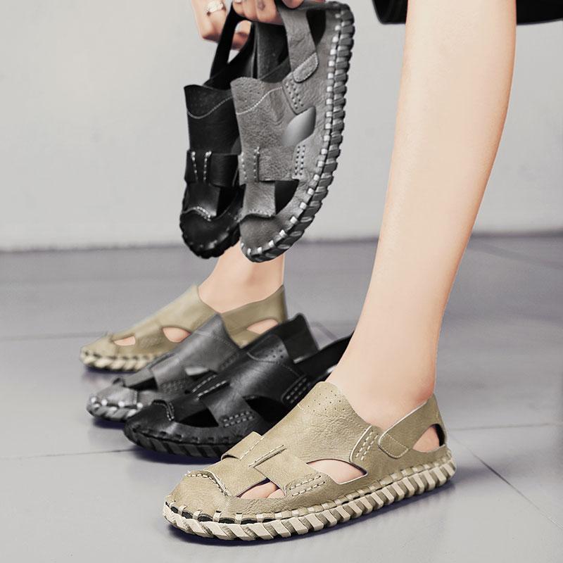 FashionSummer Outdoor Handmade Leather Casual Sports Sandals Men Roman Trekking Beach Sandalias Male Breathable Design Water Sneakers