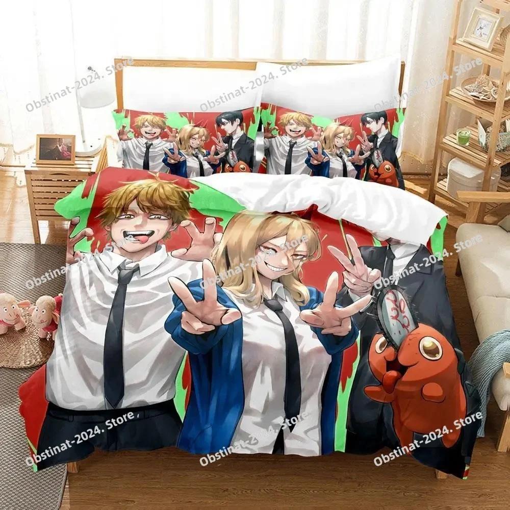 Chainsaw Man Pochita Printed Bed Set Duvet Cover Pillowcase Bedding Set Bed Linen Sheet Quilt Cover Full Queen King Size