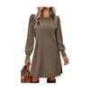 Women's Fall Crew Neck Sweater Dress Long Lantern Sleeve Short Dress Casual Knit Pullover