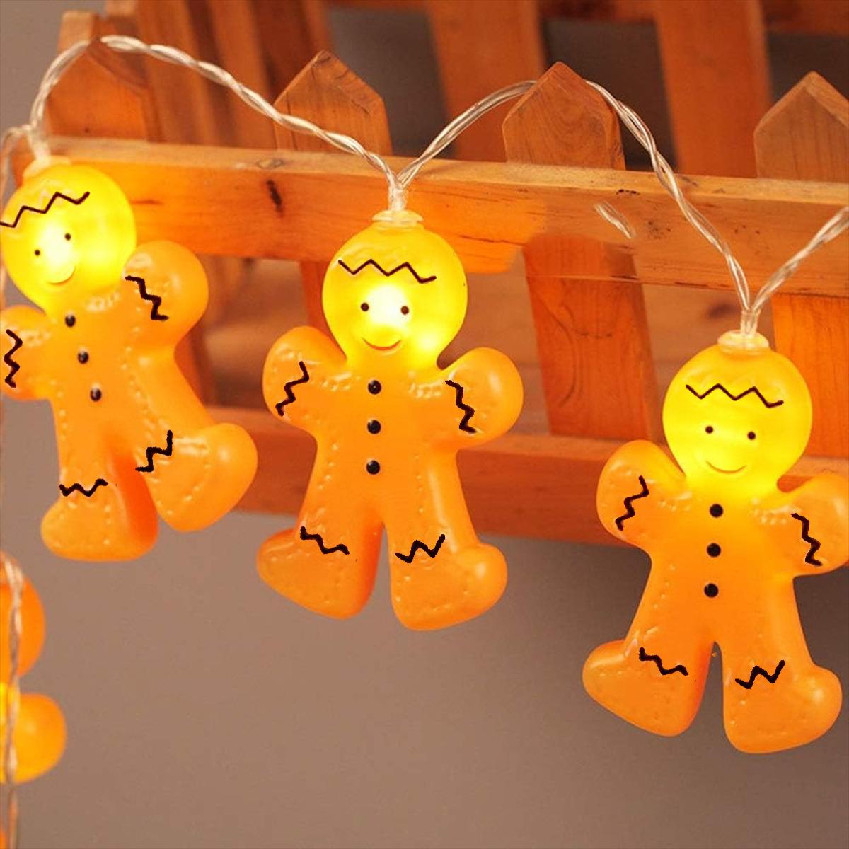 

1PC 10/20LED Gingerbread Man String Lights Battery Operated Holiday Fairy Lights For Home Christmas Garden Patio Xmas Decoration 1.5M10LED жёлтый
