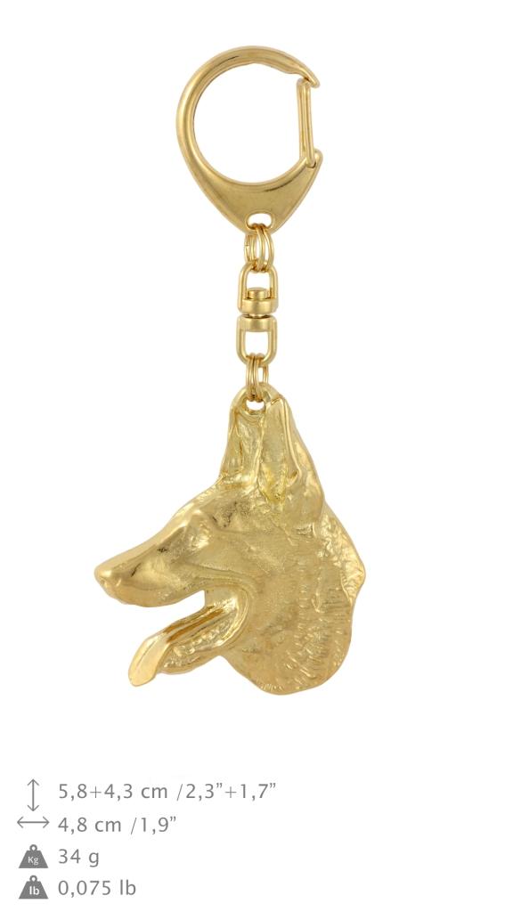 Azawakh, Tuareg Sloughi I - Gilded Key Ring with Dog In Gift Box, Handbag Decoration, Luxury Accessory by Art-Dog Brand
