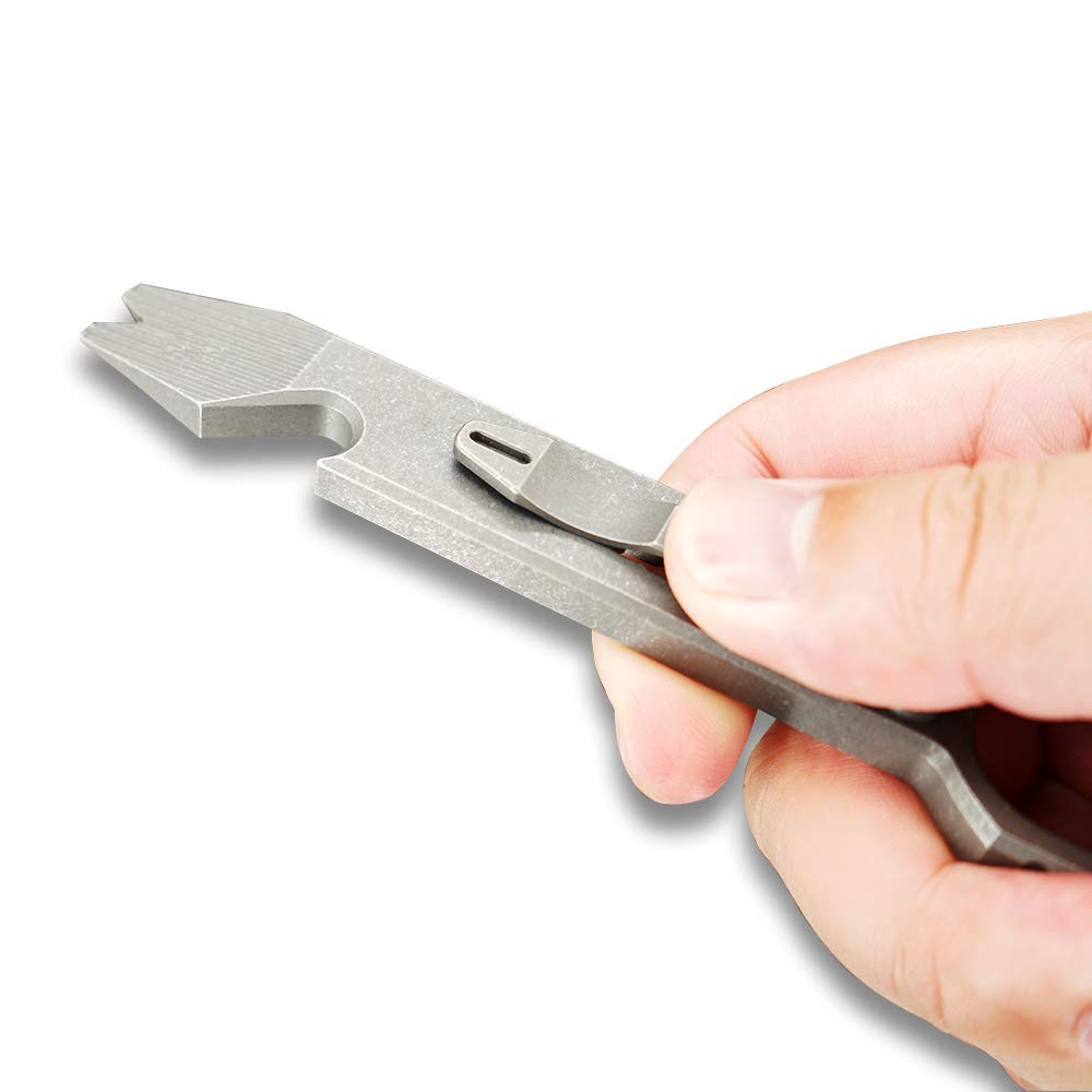 Twosun Titanium EDC Prybar Outdoor Prybar Bottle Opener with Pocket Clip