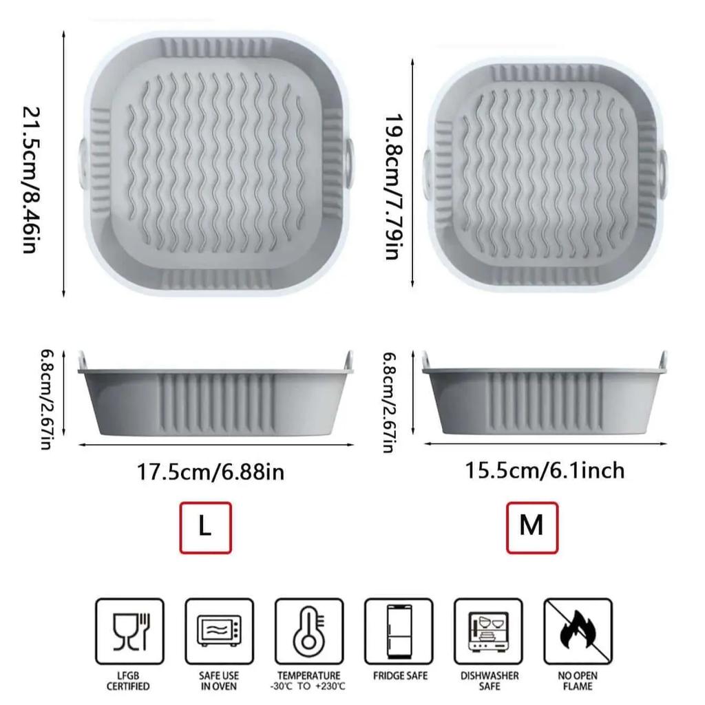 1PC- Silicone Air Fryers Oven Baking Tray Pizza Fried Chicken Airfryer Silicone Basket Reusable Airfryer Pan Liner Accessories