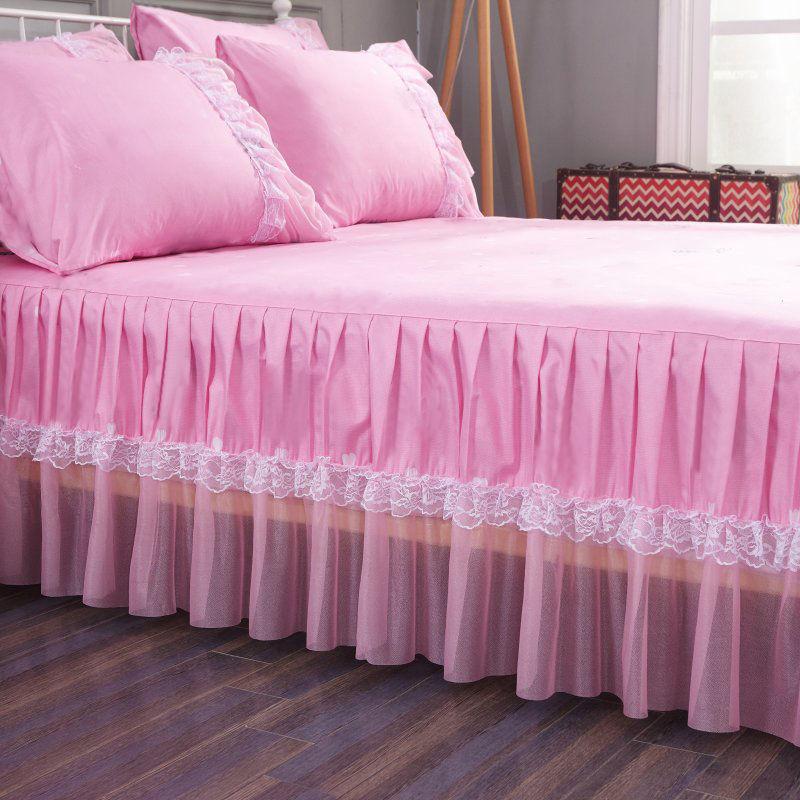 3pcs Summer Lace Solid Color Bed Skirt Transparent Gauze Skirt Hem Cotton Bed Cover Environmentally Friendly Comfortable Bedding
