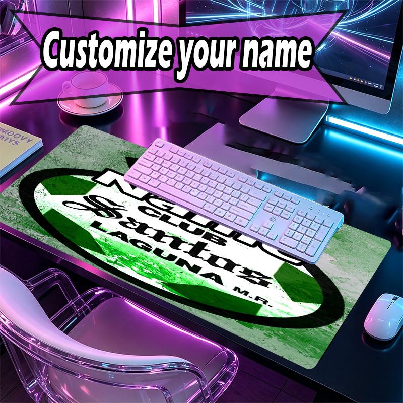 Custom Name Personalized Club Santos Laguna Pattern Mousepad, Laptop PC Desk Mat, Decorative Desk Mat for Home Keyboard Pad Gift