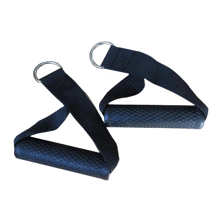 Upgraded Gym Cable Handles Nylon Webbing Resistance Band Rubber Foam Handle Fitness Accessories