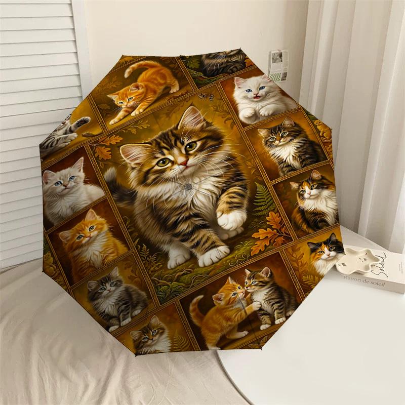 

1PC cat quilt Umbrella-8-Rib Reinforced Portable Folding Travel Suitable for All Seasons Outdoor Daily Use Is an Ideal Choice -K0385