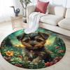Yorkshire Terrier Round Area Rug,Carpet Rug for Living Room Bedroom Sofa Playroom Decor,Non-slip Floor Mat